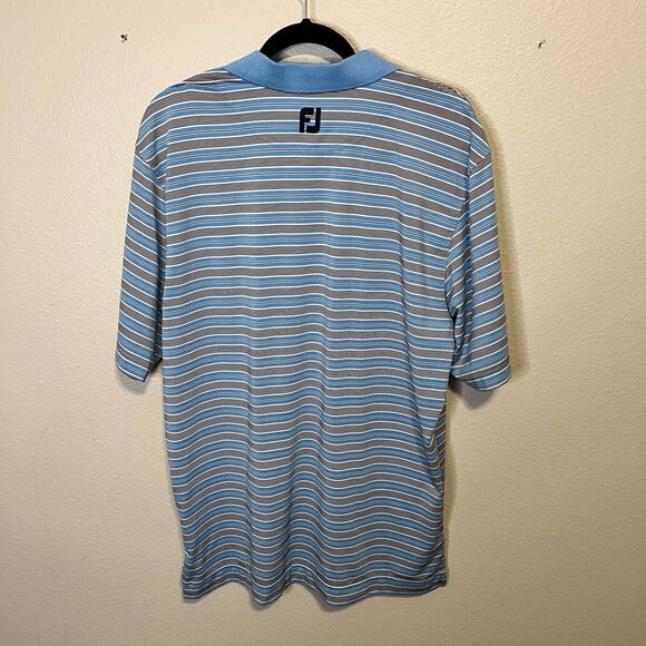 FootJoy Golf Polo Blue Black White Stripe Size Large - Picture 4 of 5